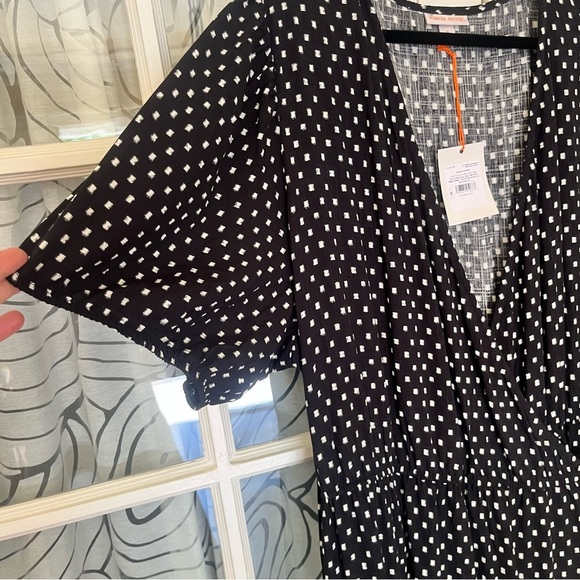 Knox Rose 4X Black White Polkadot Tiered Wrap Maxi Dress - Picture 9 of 13